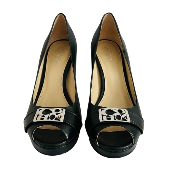 Coach Black Peep-Toe Heels - Picture 1 of 7